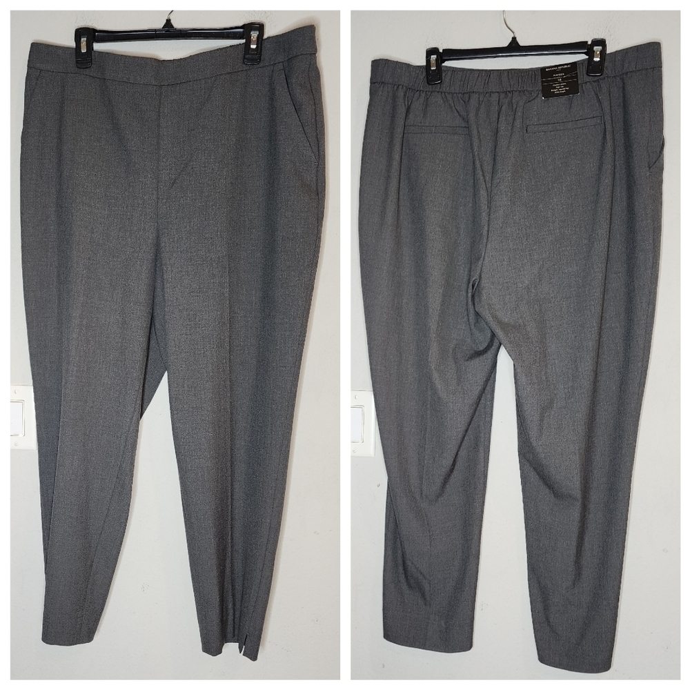NWT Banana Republic Hayden Pull On Grey Tapered Pant Trousers Women’s Size‎ 18